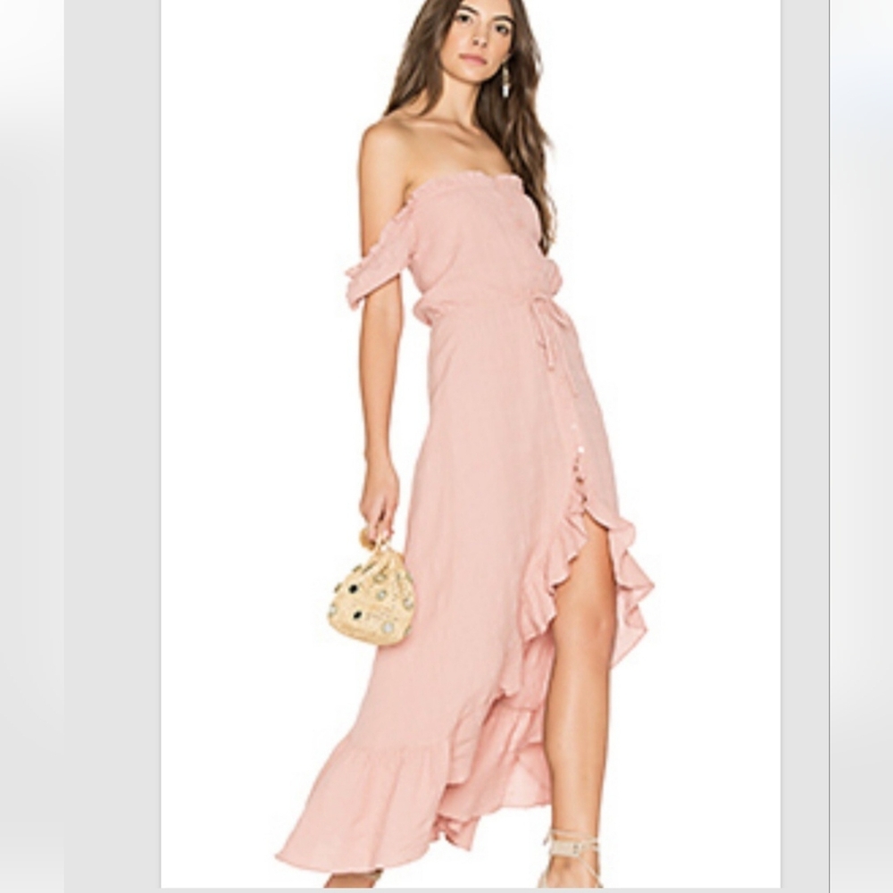 Auguste the label Cotton Sz 4 Maxi Dress Fit Flare Boho Beach Resortwear Pink